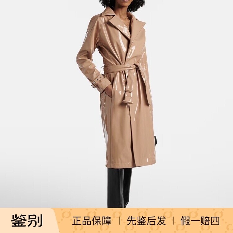 裸粉色漆皮 PU皮中长款风衣外套 DG杜嘉班纳2026春季新款女装