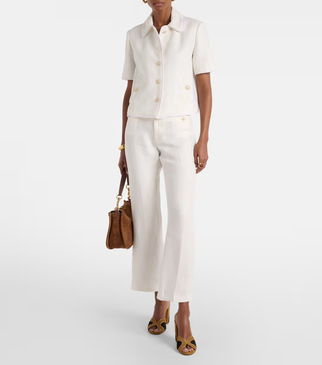 白色羊毛短袖外套 微喇叭九分裤 Etro艾绰 2026春季新款