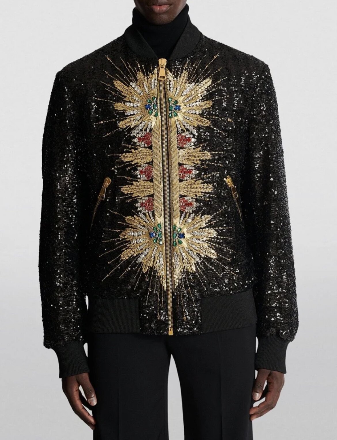 重工夹克外套 棒球领男士镶钻刺绣男装balmain巴尔曼2023秋冬新款