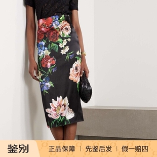 2025春夏新款 黑色印花半身裙 DG杜嘉班纳 包身中裙 一步裙