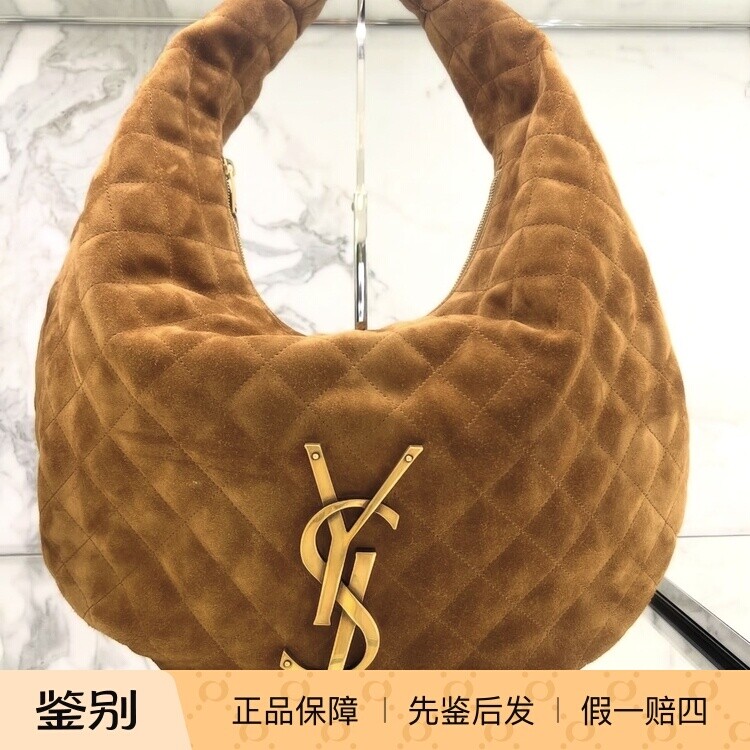 女士包袋 棕色麂皮绒面反皮女包 菱格单肩手提包 YSL圣罗兰2026款
