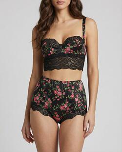 黑色碎花印花蕾丝花边吊带背心上衣 DG杜嘉班纳2026春夏 文胸短裤