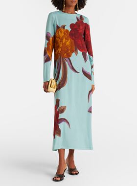 浅绿色印花直筒连衣裙 La Double J 2026春季款