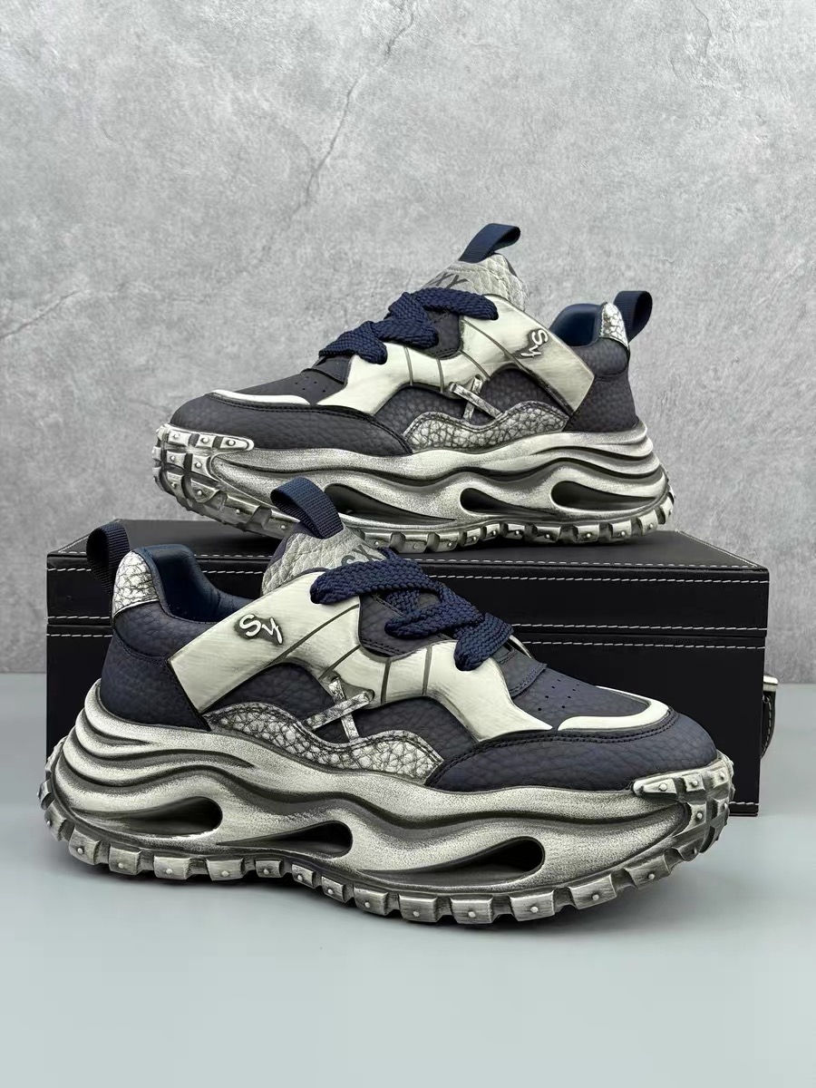 复古做旧老爹鞋男2025冬季新款超火时尚运动休闲鞋子小众潮流男鞋