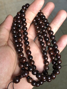 海南黄花梨紫油梨0.8/108颗念珠长项链多圈手串毛衣链搭配弟子珠