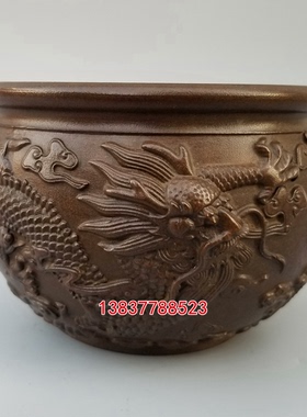 仿古风飞龙在天浮雕香炉镇宅摆件