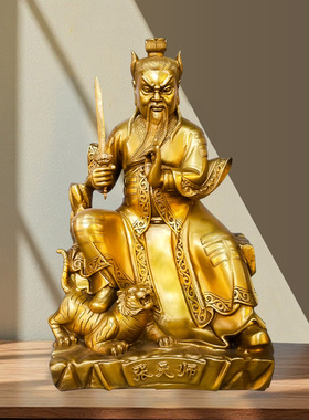 黄铜家居寺庙摆件张天师铜像
