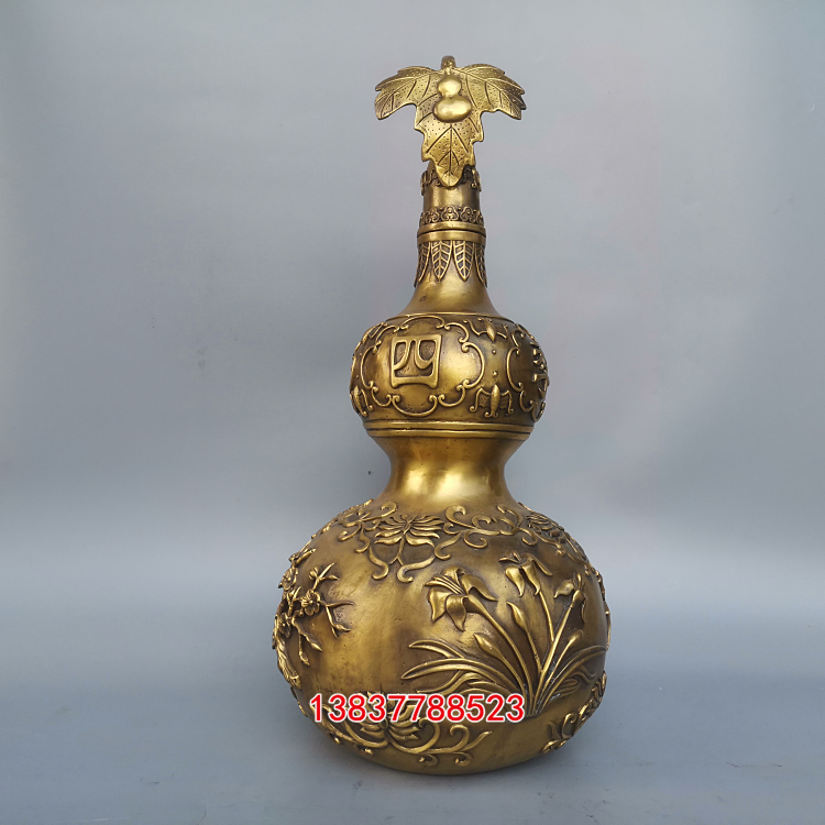铜器纯铜葫芦四季平安葫芦摆件富贵玉堂葫芦家居风水摆件