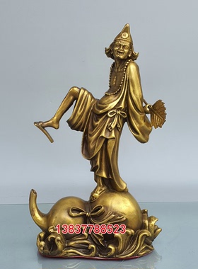 纯铜降龙罗汉葫芦笑佛工艺摆件
