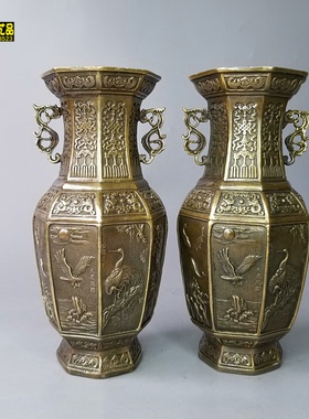 仿古风佛前观音摆件铜花瓶