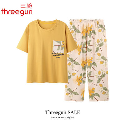 THREEGUN/三枪纯棉短袖七分裤