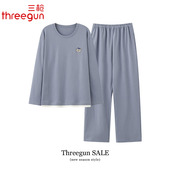 套装 三枪睡衣男士 纯棉秋天可外穿家居服全棉休闲男式 新款 长袖 长裤