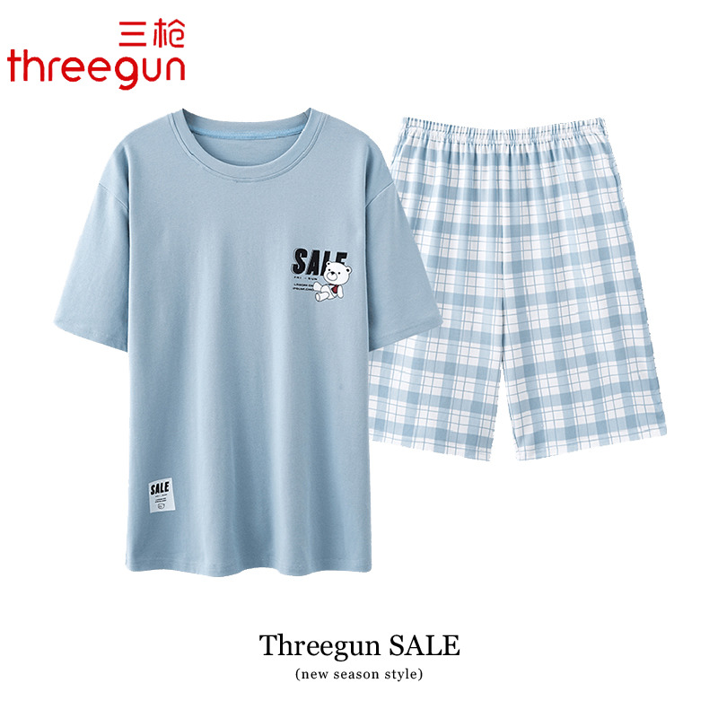 THREEGUN/三枪纯棉短袖短裤