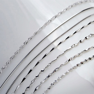 简约pt950镀铂金项链女配链锁骨链钯金元宝瓜子盒子链防过敏