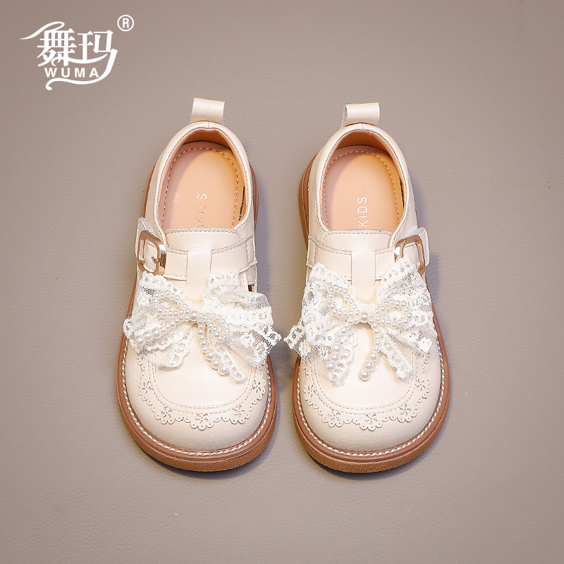 舞玛女童秋季真皮公主皮鞋