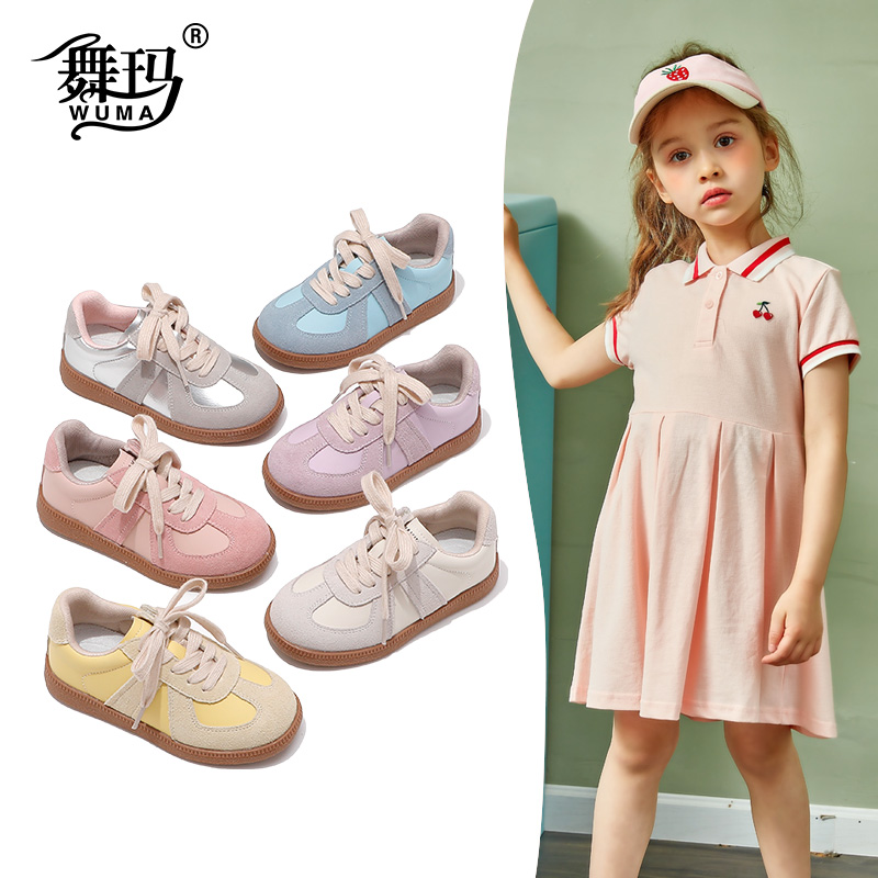 舞玛女童春秋平底丑萌复古板鞋