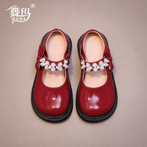 舞玛春秋季女童公主风皮鞋