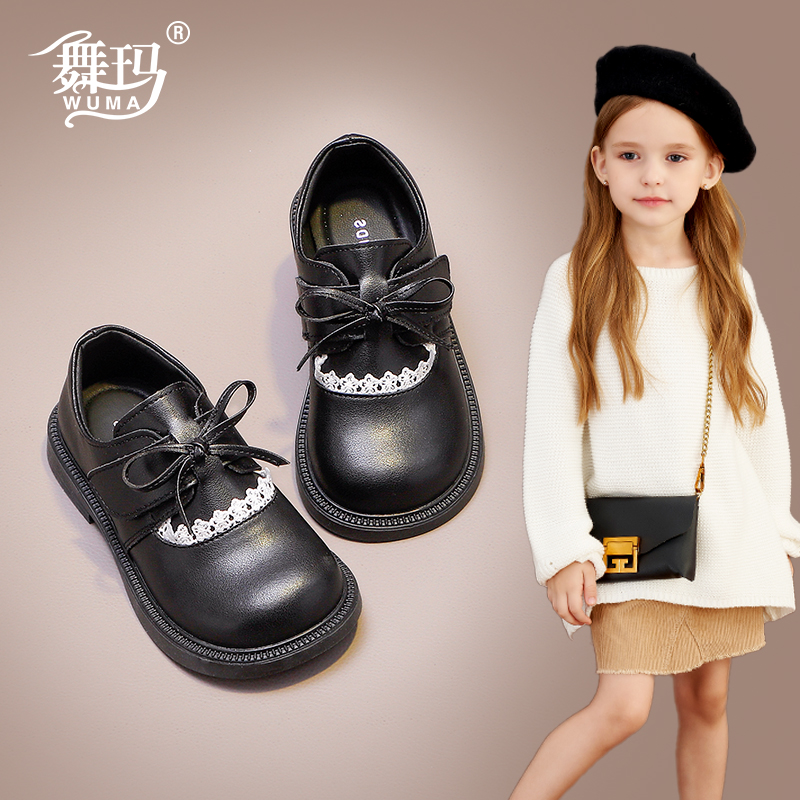 舞玛女童春秋季真皮公主皮鞋