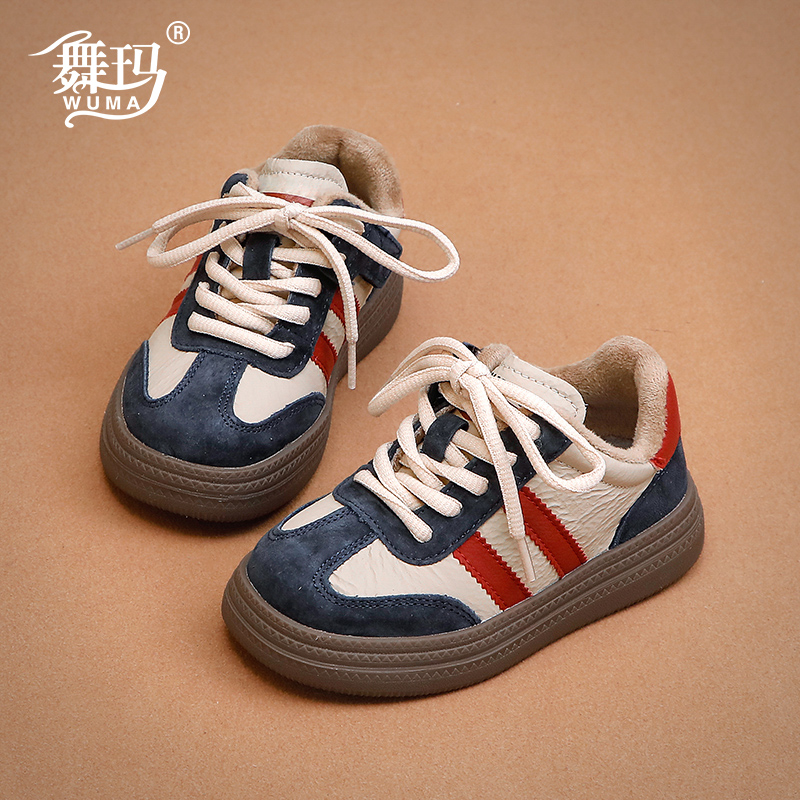 舞玛女童冬季保暖加绒板鞋