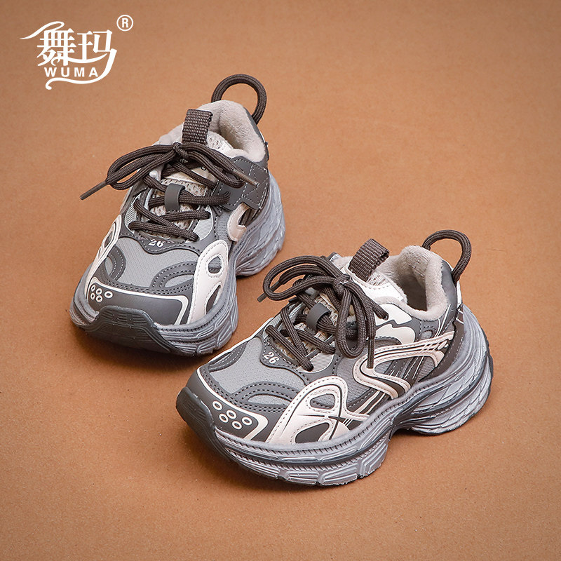 舞玛女童保暖加绒休闲运动鞋