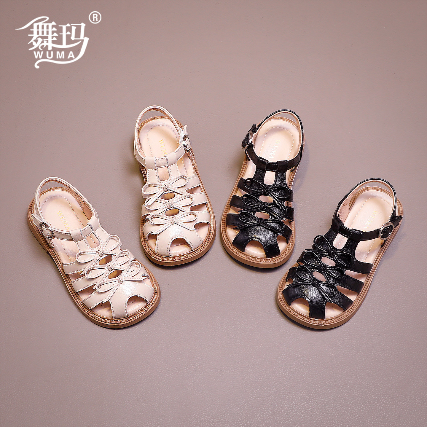 舞玛女童包头凉鞋2026夏季新款儿童软底防滑公主鞋小女孩罗马凉鞋