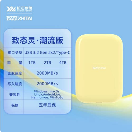 致态(ZhiTai)长江存储1T磁吸移动固态硬盘PSSD