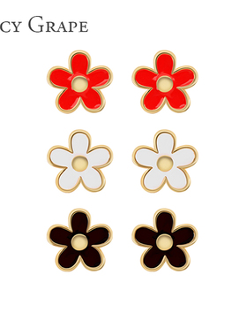 Juicy Grape梅花耳钉女925银简约百搭小巧耳环森系小清新耳饰