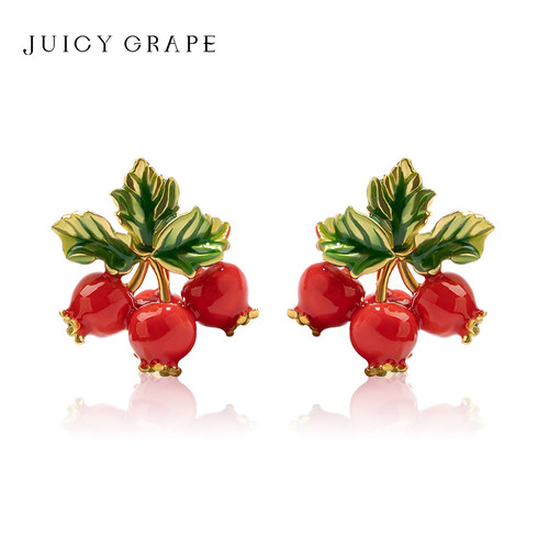 JuicyGrape山楂红色浆果耳钉