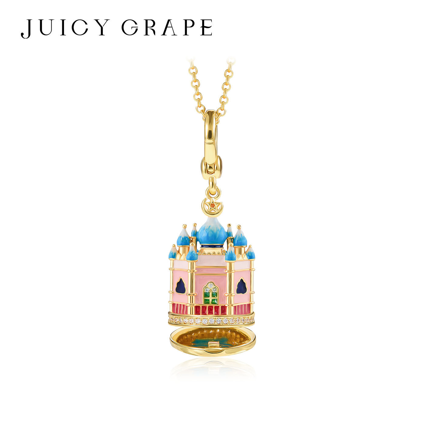 Juicy Grape童趣森林城堡项链女 轻奢小众设计可打开吊坠长毛衣链