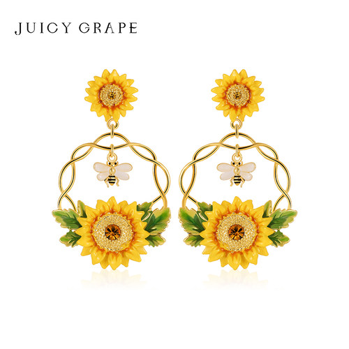 JuicyGrape夸张个性向日葵耳环