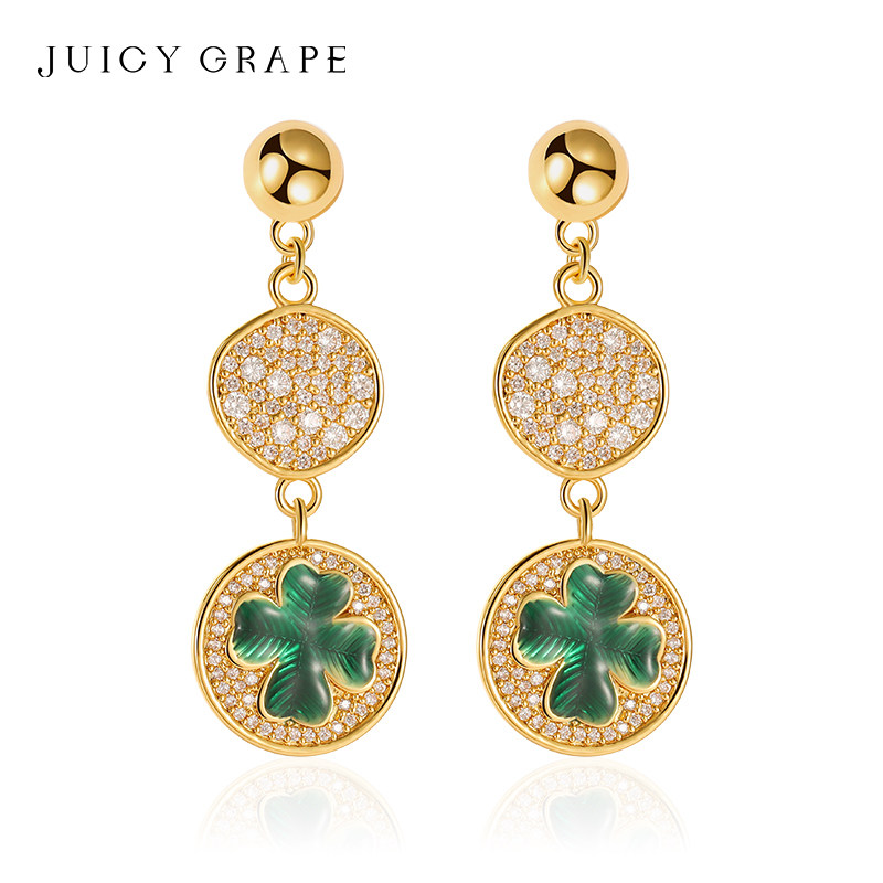 juicygrape原创设计四叶草耳环