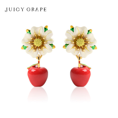 JuicyGrape法式苹果花朵耳环