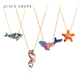 Juicy Grape撞色立体海星海马鲸鱼海豚气质毛衣项链耳钉套装 礼物