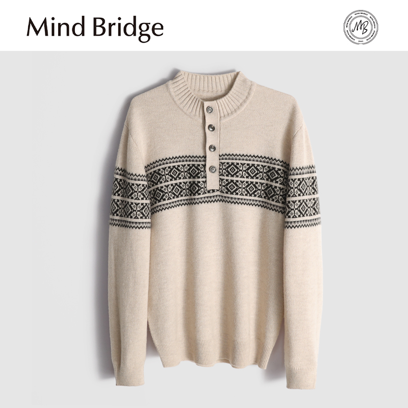 MindBridge100%绵羊毛430克/秋冬加厚防风保暖圆领针织衫内搭MA87
