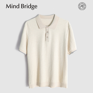 MindBridge棉麻/夏季男士商务休闲翻领针织短袖T恤POLO衫透气MB63