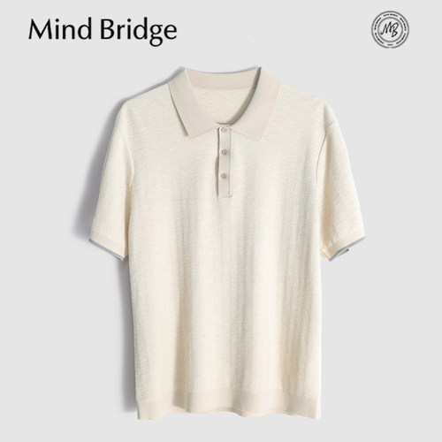 MindBridge棉麻/夏季男士商务休闲翻领针织短袖T恤POLO衫透气MB63