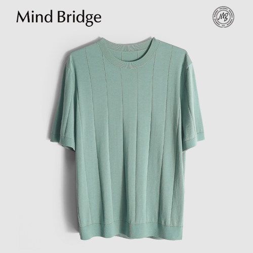 MindBridge亚麻+桑蚕丝/经典圆领弹力抗皱短袖T恤男/吸湿透气MB1K