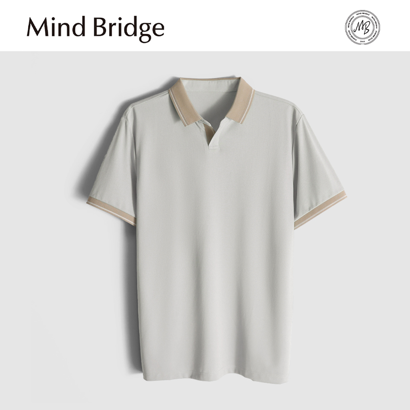 MindBridge【醋纤丝麻混纺】商务休闲翻领短袖T恤POLO衫男夏 MA0M