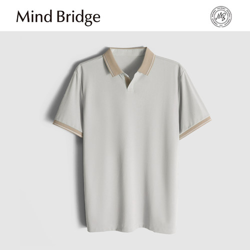 MindBridge【醋纤丝麻混纺】商务休闲翻领短袖T恤POLO衫男夏 MA0M