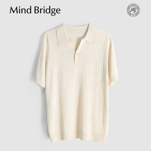 MindBridge270g天丝/亚麻+莱赛尔/休闲翻领针织短袖T恤POLO衫MB6A