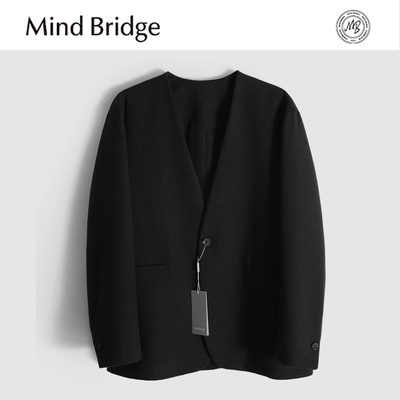 MindBridge【即将断码】绵羊毛防风保暖商务休闲V型无领西装 MAC4