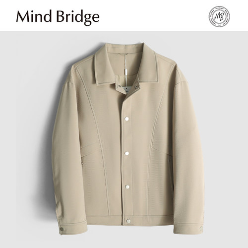 MindBridge斜纹肌理/抗皱耐磨/秋季商务休闲翻领弹力防风夹克MAAM