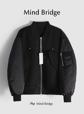 MindBridge【层次美学】重磅羊毛棒球领飞行夹克男保暖棉服 M4201