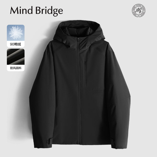 MindBridge90鸭绒/双层复合/冬季防风保暖商务休闲连帽羽绒服MADC