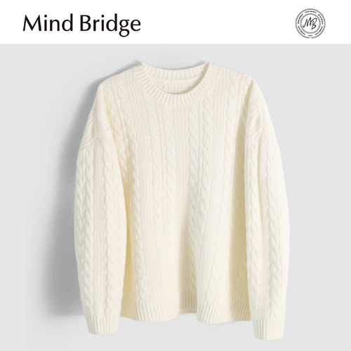 MindBridge【即将断码】100%绵羊毛内搭宽松圆领保暖针织衫冬MA6Z