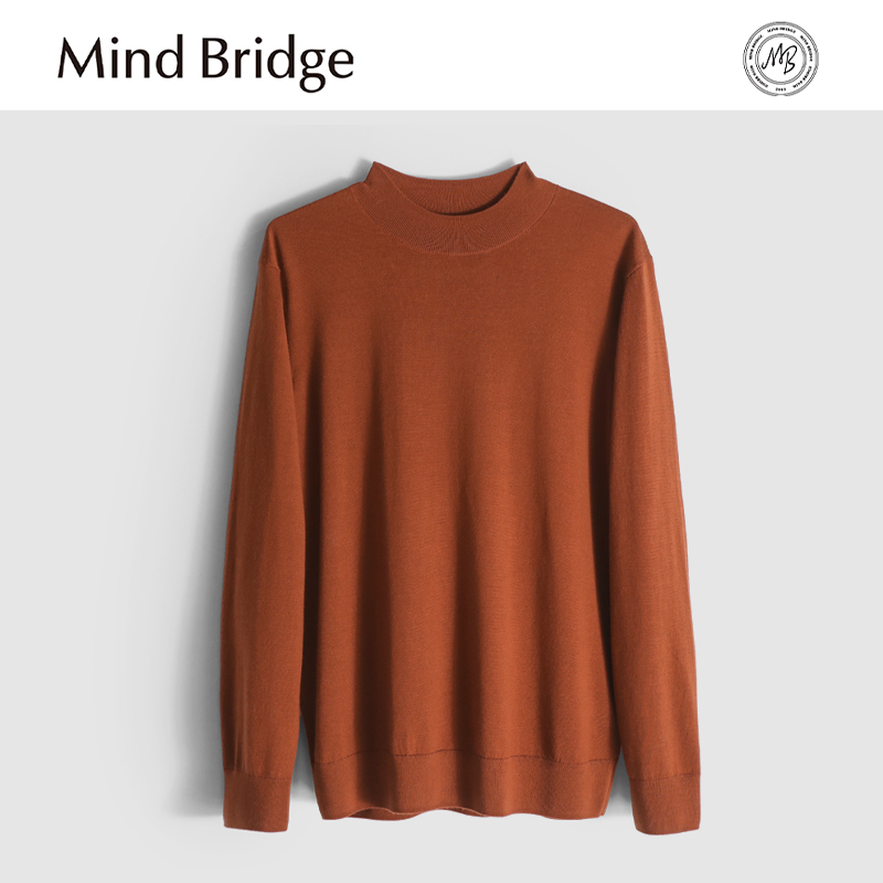MindBridge 100%绵羊毛/丝光棉秋冬经典半高领休闲保暖针织衫MA6A