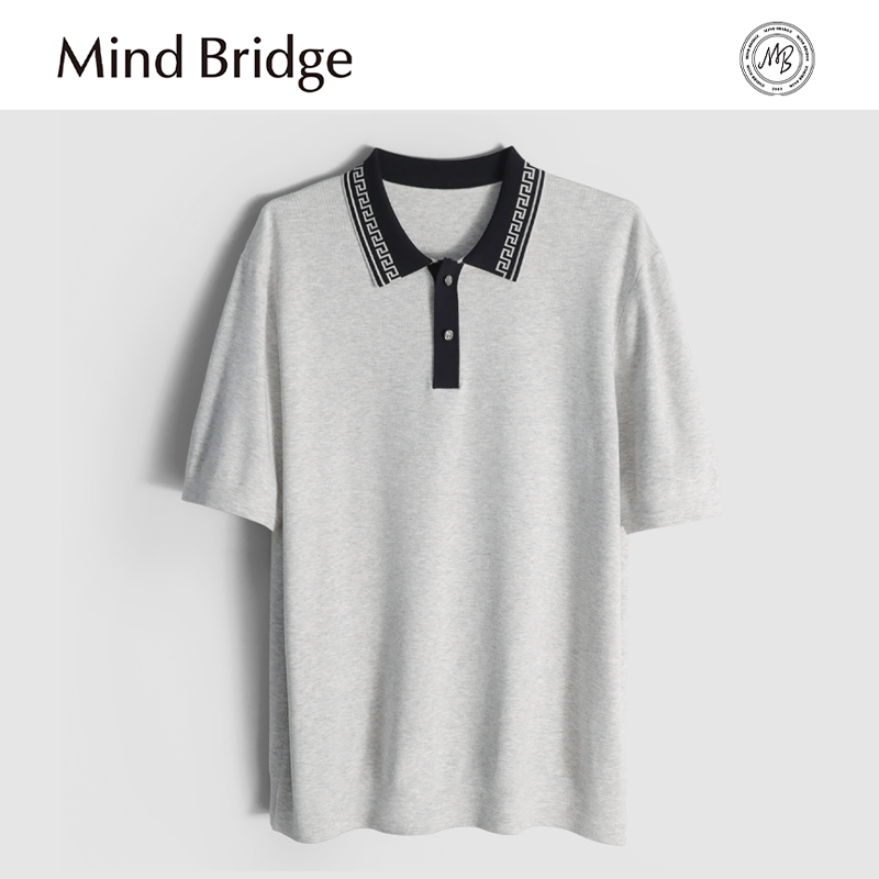 MindBridge 弹力抗皱/秋冬商务休闲撞色POLO领保暖短袖针织衫MA91