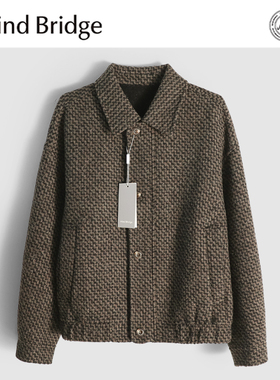 MindBridge绵羊毛/羊驼毛/秋冬防风保暖翻领短款双面呢大衣男MAC3