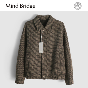 MindBridge绵羊毛/羊驼毛/秋冬防风保暖翻领短款双面呢大衣男MAC3