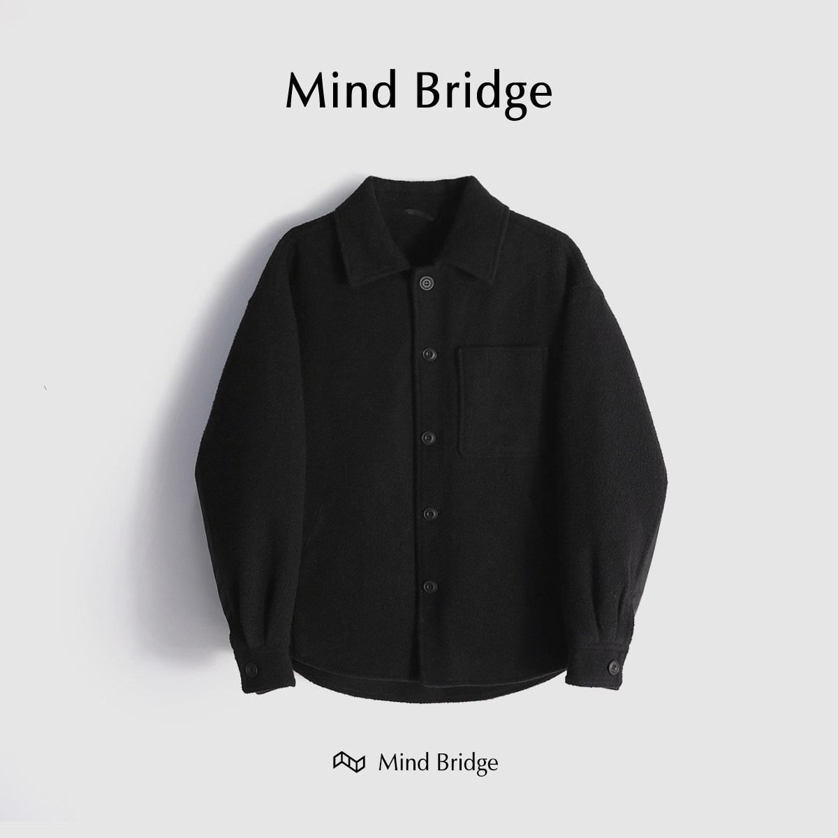 MindBridge【心动讯号】重磅羊毛呢夹克男短款大衣保暖棉服 M4209